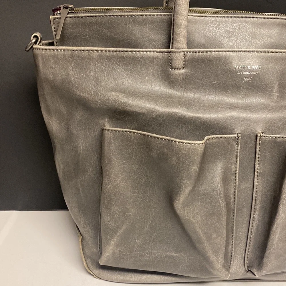 Matt & Nat Laptop Bag Grey Vegan Purse Large